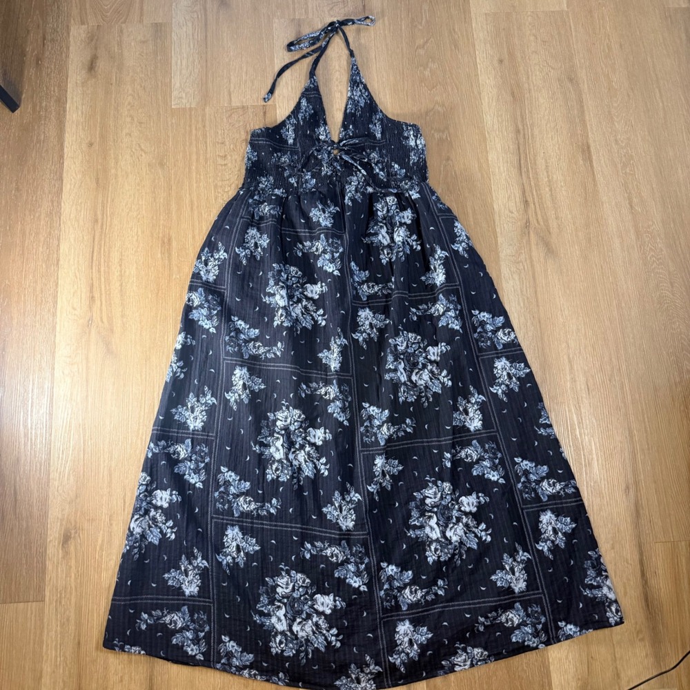 Universal Thread XL Floral Patchwork Print Smocked Halter Dress  Cotton
